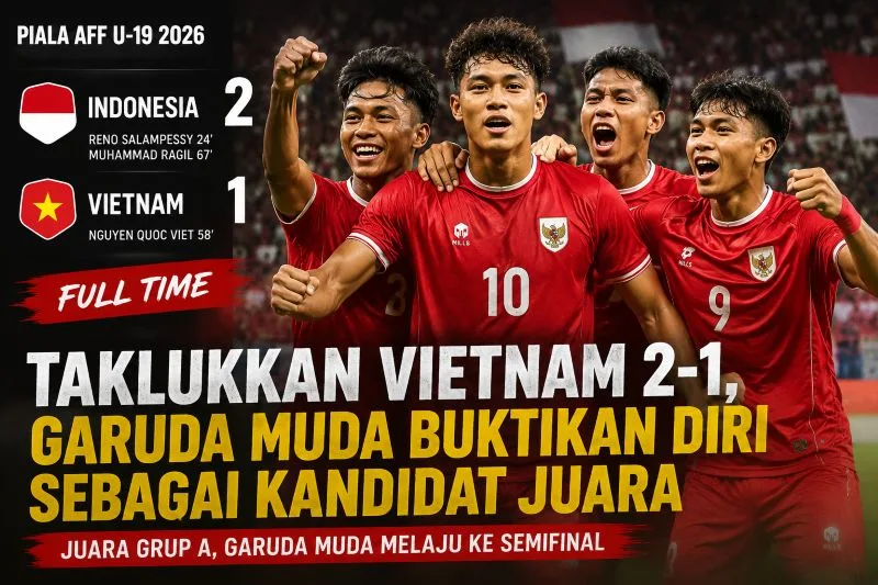 Taklukkan Vietnam 2-1, Garuda Muda Buktikan Diri sebagai Kandidat Juara